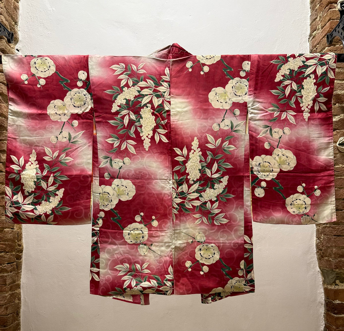 Seta intrecciata rosa vintage con motivi floreali